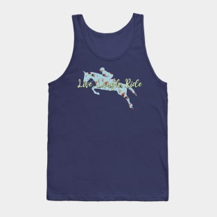 Live Laugh Ride - Vintage Powder Blue Floral Pattern Hunter Jumper Horse Tank Top